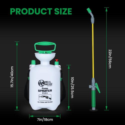 REALWORK 1-Gallon Handheld Tank Sprayer with Easy-Carry Shoulder Strap for Lawn, Garden, Yard, in Translucent White