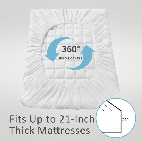 Dual Layer 4.5 Inch Memory Foam Mattress Topper Queen, 2.5 Inch Cooling Memory Foam, 2 Inch Thick Pillow Top Mattress Pad Cover for Hard Bed, Soft Fluffy & Pressure Relief & Medium Support