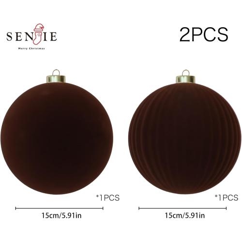 6inch Big Velvet Christmas Ornaments for Xmas Trees, 2 pcs Flocked Christmas Balls Sets for Holiday Decor