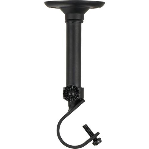 YunNephele Ceiling Curtain Rod 56-108 inch Matte Black,Adjustable Metal Single Window Curtain Rods Set,1 inch diameter Hanging /Wall Mount Drapery Rod