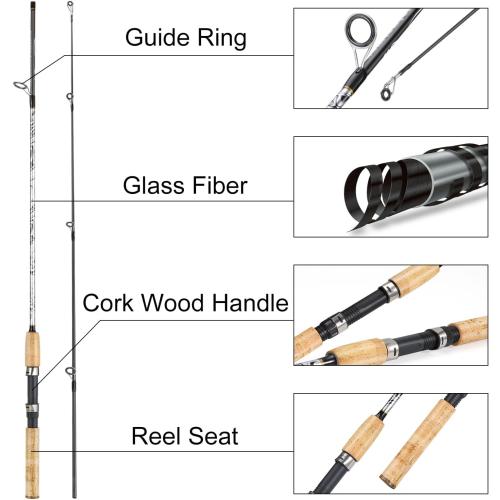 Sougayilang Spinning & Casting Rods, Strong Carbon&Glass Composite Fishing Rod with Stainless Steel Line Guides for Bass, Trout, Panfish, Catfish
