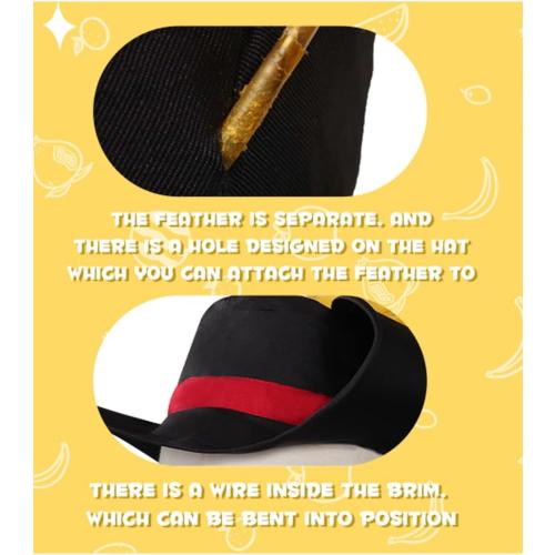 Black Adults Cosplay Hat Cat Boots Costume Hats Halloween Outfit for Men Women