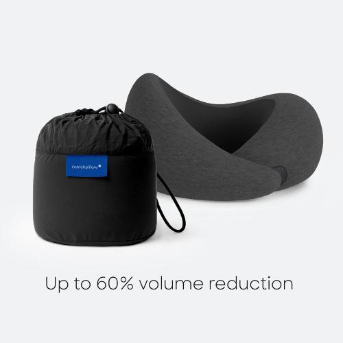 Ostrichpillow Go Neck Pillow, Travel Pillows for Airplanes, Premium Memory Foam Travel Pillow, 360º Ergonomic Design, Asymmetrical Sides, Travel Bag Included, Washable Modal Cover