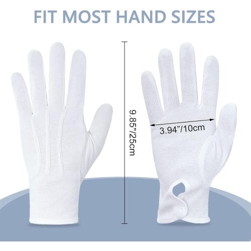 Beaded Parade Cotton Gloves for Women and Men With Grip - Non-Slip Costume Uniform Police Gloves With Snap Cuff