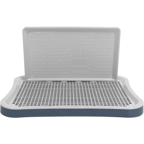 Puppy Potty Training Tray,Portable Puppy Mesh Training Potty Dog Training Toilet with Wall Column Removable Pee Pad Tray for Large Small Medium Pets (Dark Blue)