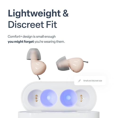 Audien Hearing ATOM PRO 2 Wireless Rechargeable OTC Hearing Aids, Premium Comfort Design and Nearly Invisible