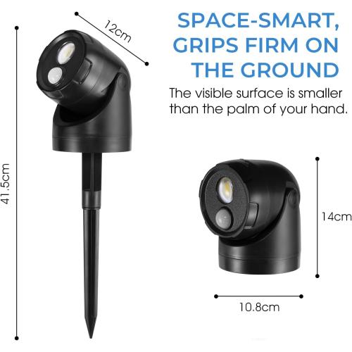 2 Pack Color  Black 2-in-1 LED Motion Sensor Outdoor Spotlight, IP44 Waterproof 450 Lumen Landscape Light, Adjustable Wall Light for Yard, Garden, House, 2 Pack (Black)