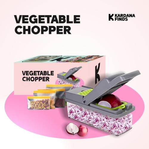 16 in 1 Vegetable Chopper, Vegetable Slicer W/Plastic Bags, Vegetable Chopper with Bowl, Vegetable Cutter, Tomatoes, Onions, Potatoes, Cucumbers, All Vegetables