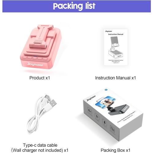 Gifts for Men Women, Phone Stand with Bluetooth Speaker and Charging Function 360° Rotable Angle Adjustable Cell Phone Holder with HD Stereo Sound Fits All Phones,Tablet (Pink)