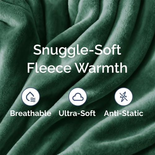 Fleece Blanket Twin Size - Ultra-Soft Flannel Fleece Blanket - Forest Green