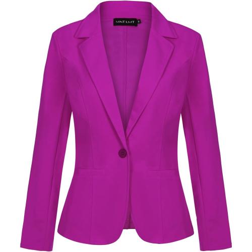 Women Long Sleeve Button Blazers Work Casual Office Notch Lapel Business Open Front Blazer Jacket with Pockets SIZE SMALL