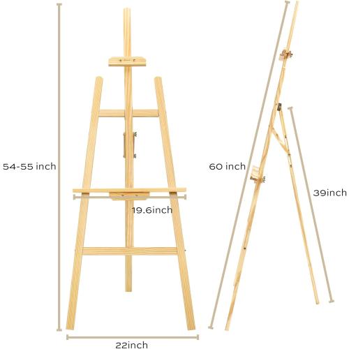 Wooden Easel Stand for Painting,  Adjustable Height Folding Art Easel for Canvas, Drawing, Wedding Signs & Posters, Ideal for Adults, Artists, Beginners, Students & Kids