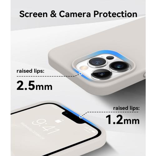 AOTESIER Magnetic for iPhone 13 Pro Max Case, [Compatible with MagSafe] [Military Shockproof Protection] Silicone Phone Case with Soft Anti-Scratch Microfiber Lining, 6.7 inch, Stone