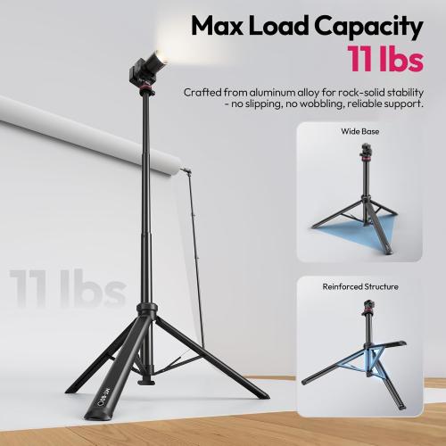 ULANZI MT-80 Aluminum Tripod Stand, 7FT Extendable Camera Phone Tripod for Travel, Auto Pop-Up, 1/4 Screw, 360 Ball Head Portable Photo Video Light Stand for DSLR Camera, Ring Light, Video Rig