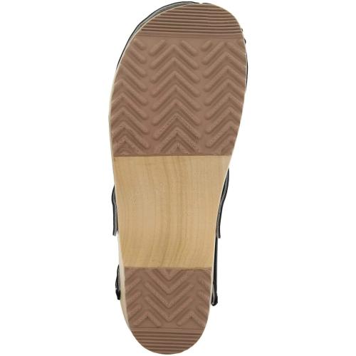 Size 42..Bjork Maja Wood Open Back Leather Clogs