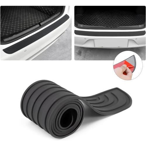 Car Rear Bumper Protector Guard - Anti-Scratch, Non-Slip, 40.9in Black Rubber Accessory