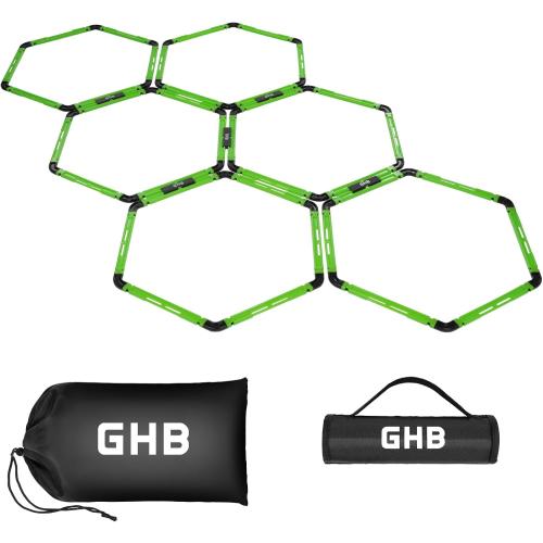 GHB Hex Agility Rings Speed Rings with Carrying Bag 6 Set Portable Hexagon Rings, Agility Ladder for Agility Footwork Training