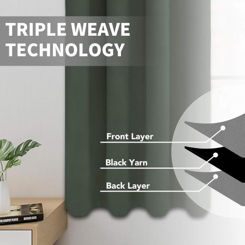 Easy-Going Blackout Curtains for Bedroom, Solid Thermal Insulated Grommet and Noise Reduction Window Drapes, Room Darkening Curtains for Living Room, 2 Panels (52x46 in,Greyish Green)