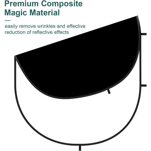 Kate 5x6.5ft(1.5x2m) Collapsible Backdrop White Black Twist Flex Folding Pop up Backgrounds for Photoshoot, Headshots Photo, Video Calls