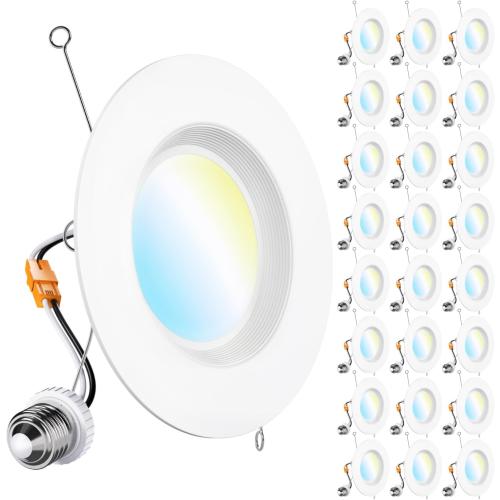 Sunco 24 Pack Retrofit LED Recessed Lighting 6 Inch, Downlight Can Lights for Ceiling, 1050 LM, 2700K/3000K/3500K/4000K/5000K, Dimmable, Baffle Trim, 13W=75W, 50000 Lifetime Hours, Damp Rated UL