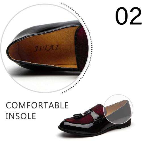 Size 13 Color Red JITAI Mens Leather Shoes Pattern Printing Men's Dress Loafer Shoes Slip-on Casual Loafer Smoking Slipper