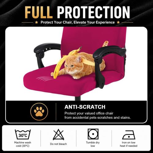 DIVA EN CAMINO DEC Computer Office Chair Cover Stretch Spandex Fabric Rotating Chair Slipcovers Removable Chair Seat Covers Furniture Protector Covers (Hot Pink)