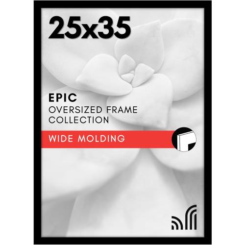 Size  25x35 Color Black  Poster Frame with Polished Plexiglass - Black Picture Frame - Wide Photo Frames Made of Engineered Wood for Vertical or Horizontal Wall Display - Epic Collection - Black