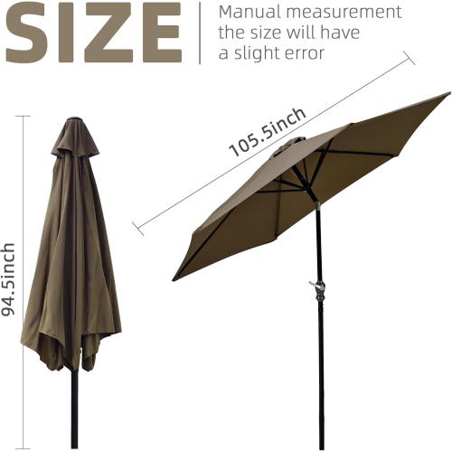 9FT Outdoor Patio Umbrella with Push Button Tilt and Crank