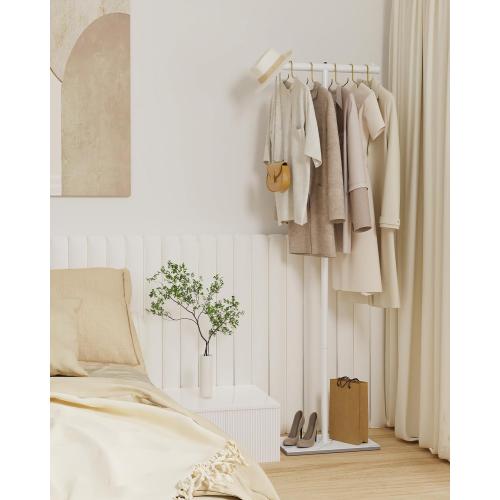 OUTBROS Freestanding Coat Rack, 68.9 High Small Clothes Rack, White | Coat Tree with Rock Base, T Shaped Clothe Rack, Coat Hanger Stand Suitable for Bedroom, Hallway, Entrance‼️missing pieces‼️