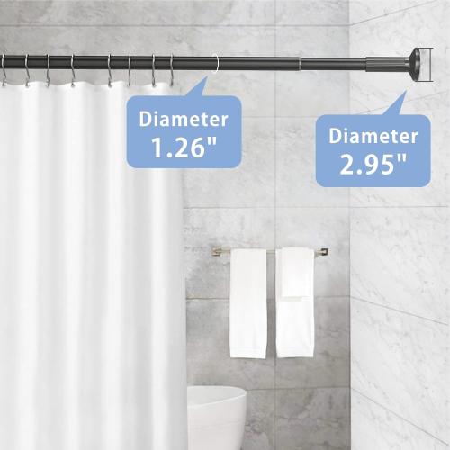 Black, 51-86 Tension Curtain Rod, 51-86 Inch,Spring Shower Tension Curtain Rod, Closet Rod, for Windows or Shower, Easy to Install, No Drilling, No Rust, for Bathroom, Rod Diameter 1.26 Inches, Black,Umimile