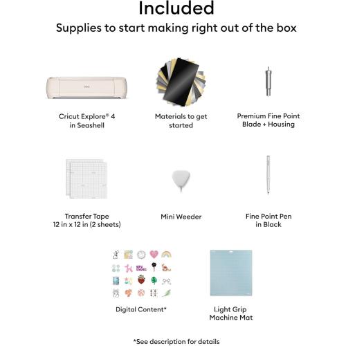 Cricut Explore 4 - Smart Cutting Machine (Seashell) | Digital Content Bundle - Includes 30 Images in Design Space App