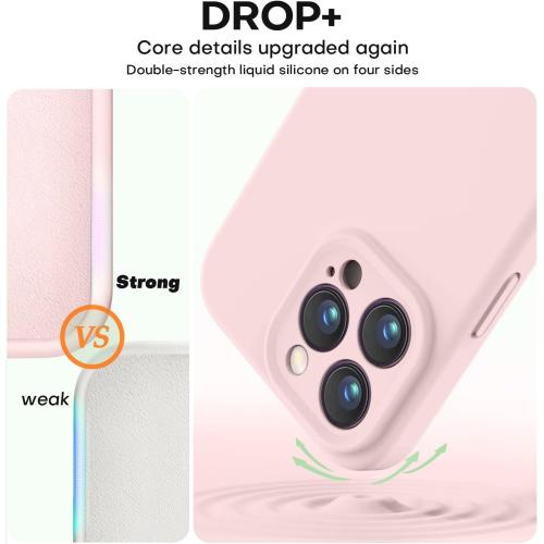 Vooii Compatible with iPhone 13 Pro Max Case, Liquid Silicone Upgrade [Camera Protection] [Soft Anti-Scratch Microfiber Lining] Shockproof Phone Case for iPhone 13 Pro Max 6.7 inch - Chalk Pink