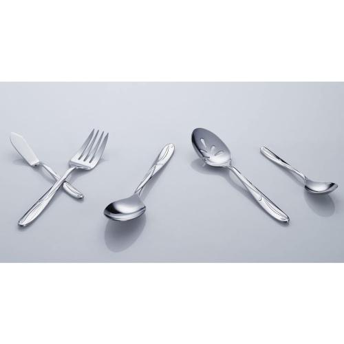 Mikasa Cocoa Blossom 65-Piece Flatware Set for 12, 18/10 Stainless Steel Silverware with Full Service and Serving Utensils, Elegant Floral Design