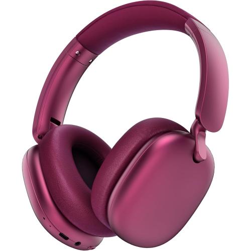 C6 Active Noise Cancelling Headphones, Wireless Over Ear Bluetooth Headphones, 60H Playtime, Lightweight Folding Deep Bass Comfort Fit Ear Cups Headset with Mic for iPad/Travel/PC/Home Red