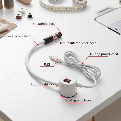 Magnetic Positioning Quilting Light for Sewing Machine, Sewing Red Guide for Straight Stitching, Quilting Red Light with Crosshair, Adjustable Hands-Free Precision Sewing and Quilting Aid Tool