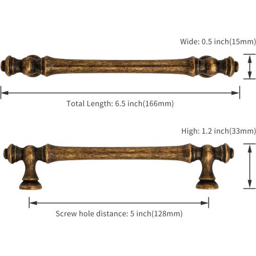 Asidrama 10 Pack 5 Inch(128mm) Antique Brass Kitchen Cabinet Handles, Vintage Retro Cabinet Pulls Kitchen Cabinet Hardware for Cupboard Drawer Pulls