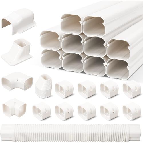 BEWAVE Mini Split Line Set Cover Kit, Decorative PVC Line Cover Kit for Mini Split Air Conditioners and Heat Pumps 3 Wx16.1' L