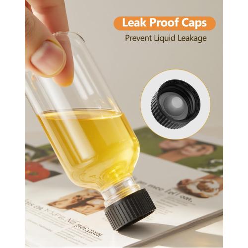 2OZ Small Glass Bottles with Lids and Funnels, 60ml Boston Round Glass Bottles, Mini Bottle, Perfect for Diy Essential Oils, Perfumes, Whiskey and Juices, 24 Pack Clear