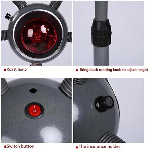 750W Infrared Heat Lamp Red Light,5 Head Portable Floor Hair Dryer Stand Up Color Processor Styling Perming Dryer Accelerator,Hairdresser Salon Barber Equipment