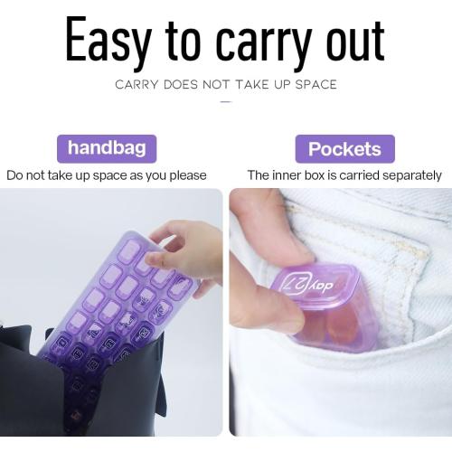 Monthly Pill Organizer, Large Travel Pill Box 31 Day, Daily Pill Case, Pill Holder Container for Vitamin, Medicine, Supplement, Fish Oil, Purple