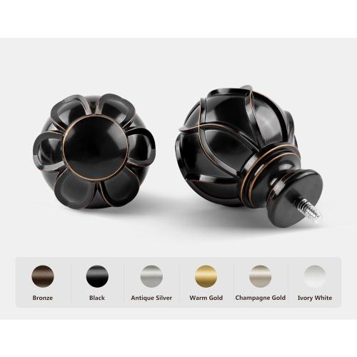 KAMANINA 1 Inch Double Curtain Rods for Windows 36 to 72 Inches (3-6 Feet)，Black Heavy Duty Double Curtain Rod, Telescoping Drapery Rod with Netted Texture Finials