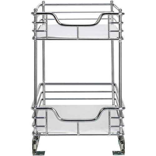 Household Essentials Glidez Multipurpose Chrome-Plated Steel Pull-Out/Slide-Out Storage Organizer with Plastic Liner for Under Cabinet Use - 2-Tier Design - Fits Standard Size Cabinet or Shelf, Chrome