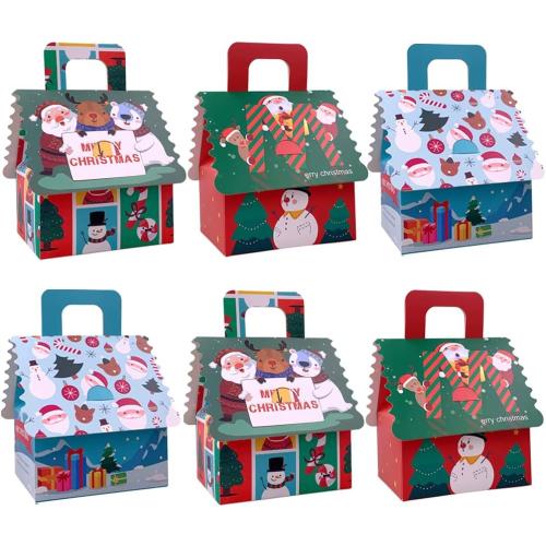 Suponey Christmas Gift Boxes,12pcs Christmas Treat Boxes Santa Candy Box Xmas Party Favor Box for Holiday Gift Wrapping Home Decoration