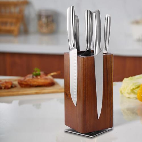 Magnetic kniife Block - Wooden kniife Holder | 360° Rotatable Kitchen Utensil Organizer, Double Sided Magnetic Knives Stand For Cooking Enthusiasts Professional Cooks Chefs Kitchen Club Apartment
