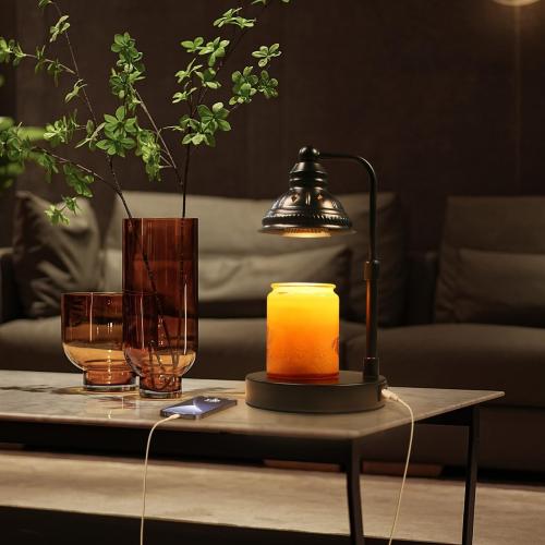 LIDORE Candle Lamp, Candle Warmer Lamp with Timer (Black, USB Charger)
