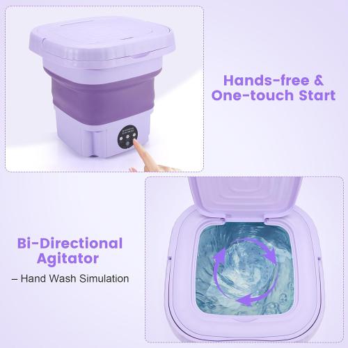 Portable Washer Machine, Mini Foldable Washing Machine for Travel, Camping, RV, Dorms, Apartment,Underwear and Baby Clothes (Lavender Purple)