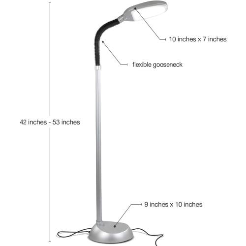 Brightech Litespan Titanium Silver LED Floor Reading Lamp, Energy Efficient, Adjustable Standing, 850-950 Lumens, 12W, 3-Year Warranty