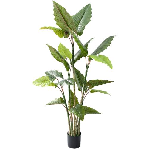 Abzo Artificial Rubber Tree Fake Plants 6.5FT Tall Faux Ficus Tree Potted Fake Indoor Plants Large Floor Plants Artificial Silk Tree for Home Office Living Room Decor Indoor., Green