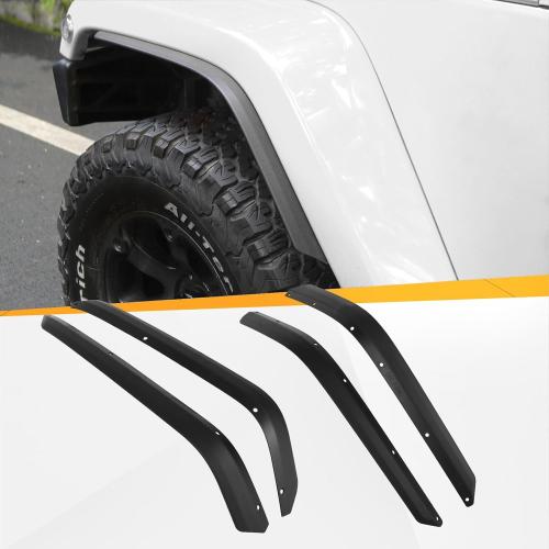 Front & Rear Fenders Flares Extension for 2007-2018 Jeep Wrangler JK JKU Widened Wheel Fenders Flares, Installed on the Original Fender Flares