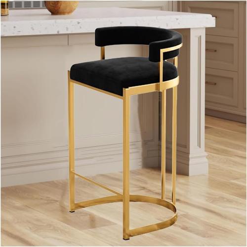 Contemporary Counter Height Bar Stool Velvet Seat Upholstered Dining Chair Bar Chair with Gold Metal Legs Bistro,Café Pub High Stool Max Load 400lb（65CM/25.3”）
